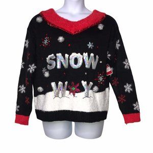 NWT Holiday Time Embellished Snow Way Ugly Christmas Sweater XL 16-18